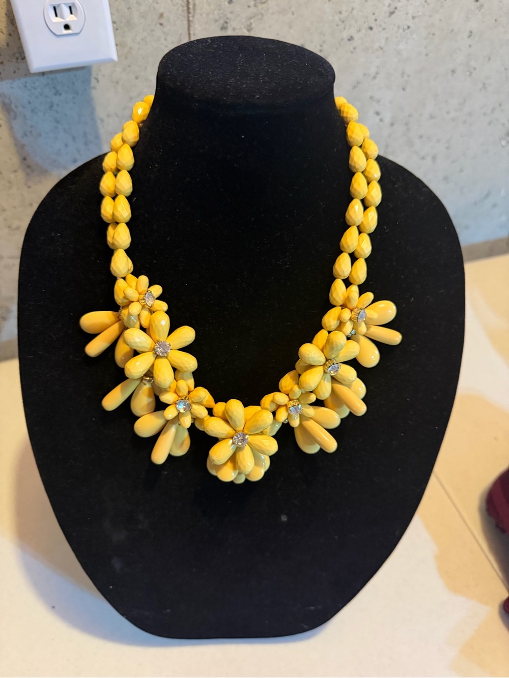 Talbots Bright Yellow Floral Statement Necklace